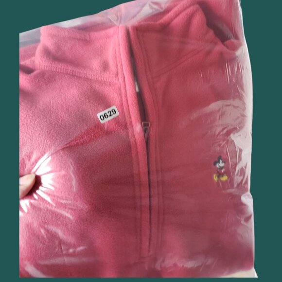 Disney Mickey Mouse Vtg 1/4 Zip Pullover Women Sweater Red Large - Picture 6 of 6